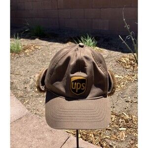 UPS United Parcel Service Hat Cap W/sherpa Lined Fold Down Ear Flaps Medium